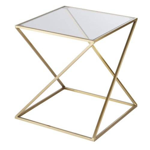 Gold metal and clear glass side table