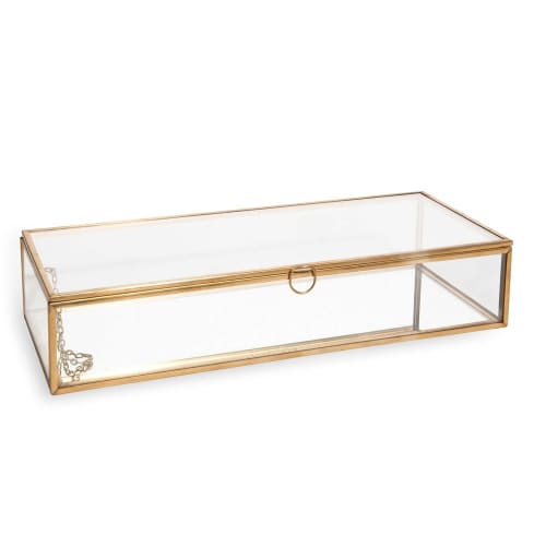 Gold Metal and Glass Jewellery Box