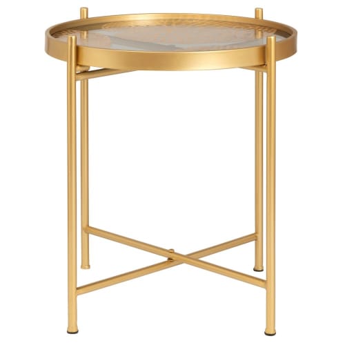 Gold Metal and Glass Side Table Maidong Maisons du Monde