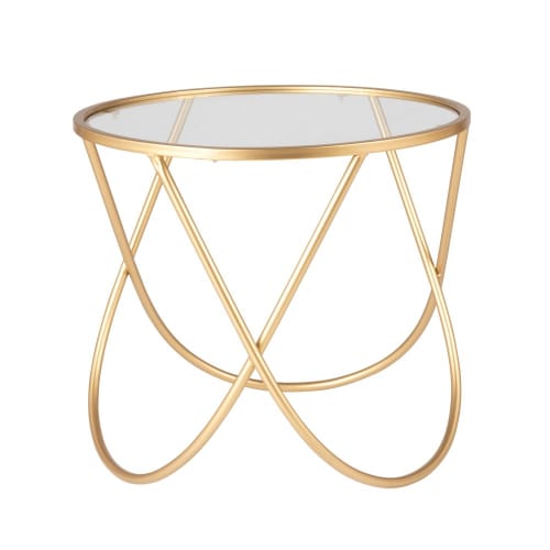 Gold Metal and Glass Side Table Maisons du Monde