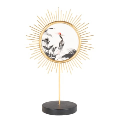 Decor Statuettes & figurines | Gold metal ornament with black and white exotic print - ZT27947