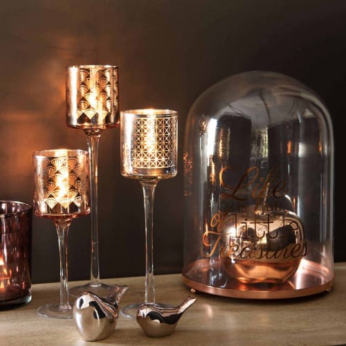 stemmed glass candle holder H 31 cm Golden Maisons du Monde
