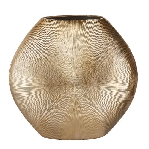 Dekoration Vasen | Goldfarbene Vase aus geriffeltem Aluminium, H46cm - YY01271