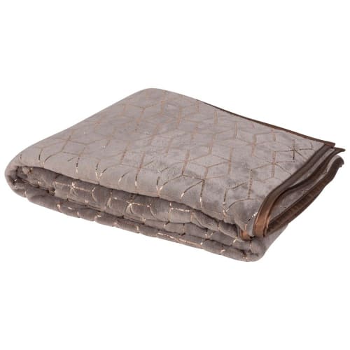 Grauer Decke mit goldfarbenen grafischen Motiven 150x200 NARCISSE