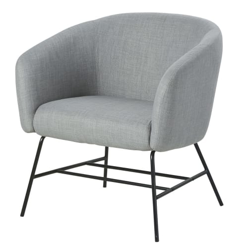 Grauer Sessel mit schwarzem Metall Paula Maisons du Monde