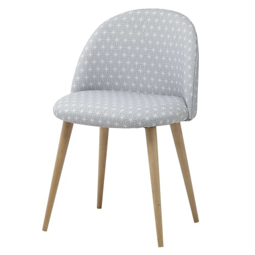 Grauer Stuhl im Vintage-Stil mit Sternenmuster und Birkenholz