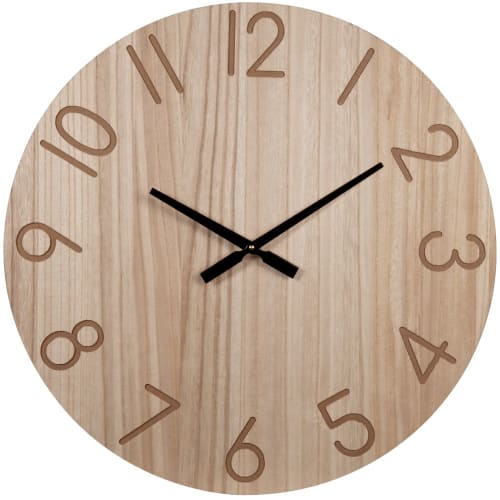 Dekoration Uhren und Wecker | Gravierte Wanduhr, beige, D60cm - AM09395