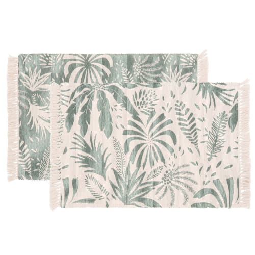 Soft furnishings and rugs Placemats | Green and ecru organic cotton placemats (x2) - XB68133