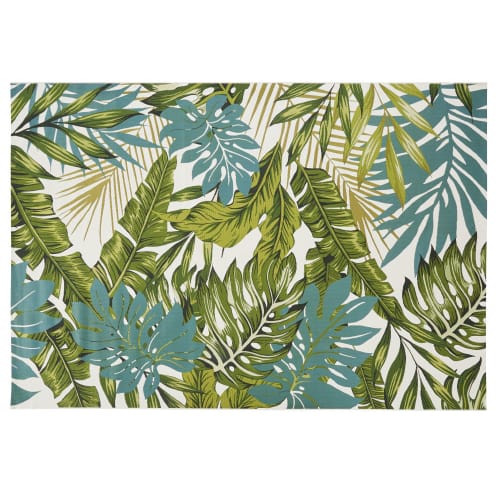 Green and ecru rug with tropical print 206x290cm, OEKO-TEX®