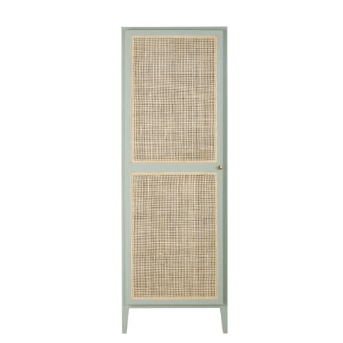 Green and rattan linen cabinet 