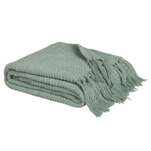 green cotton blanket