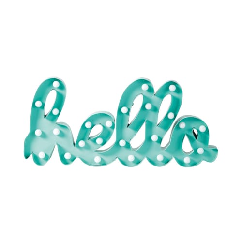Green Metal "Hello" LightUp Word Wall Art Tropicool Maisons du Monde