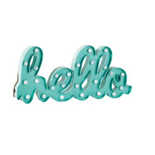 Green Metal "Hello" LightUp Word Wall Art Tropicool Maisons du Monde
