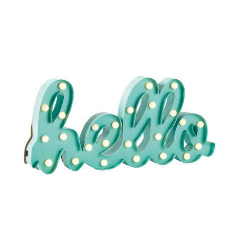 Green Metal Hello Light Up Word Wall Art Tropicool Maisons Du Monde