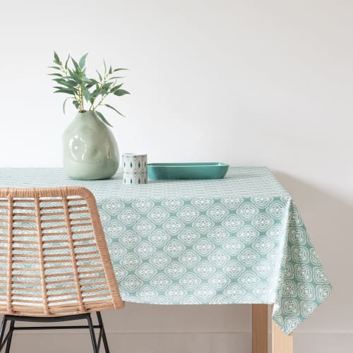 Soft furnishings and rugs Tablecloths & napkins | Green Wipe-Clean Patterned Cotton Tablecloth 140 x 250 - TA08729
