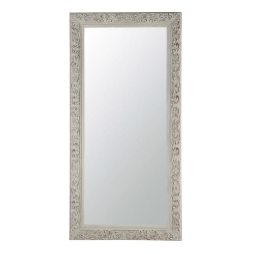 Decor Mirrors | Grey Beige Paulownia Wood Mirror, 90x180 - AI15332