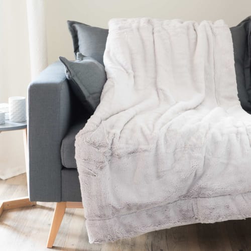 Grey Faux Fur Blanket 150x180