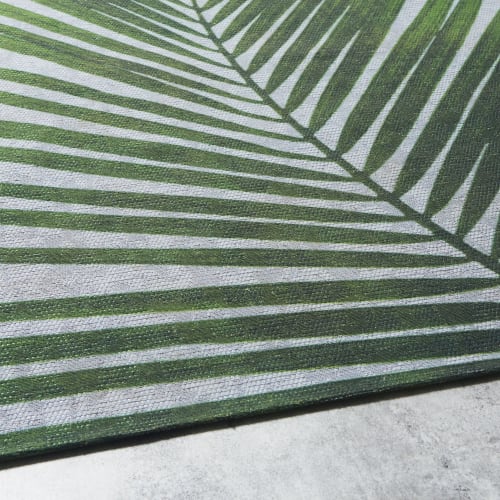 Grey Outdoor Rug With Palm Leaf Print 155x230 Leaf Maisons Du Monde