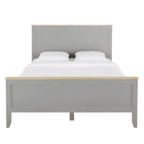 Grey Pine Bed 140 x 190 cm Honorine Maisons du Monde
