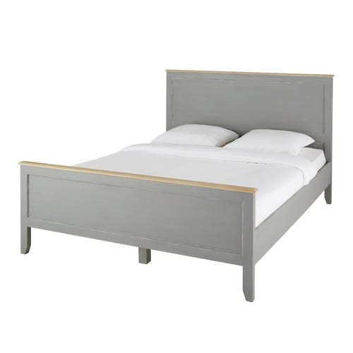 Grey Pine Bed 140 x 190 cm Honorine Maisons du Monde