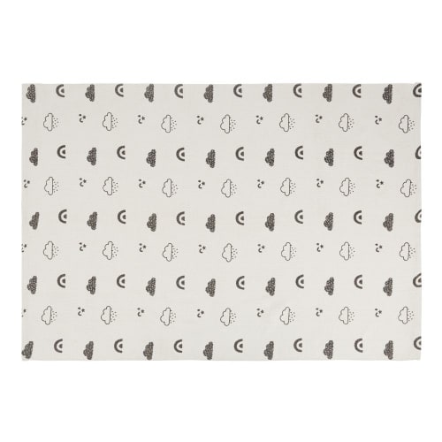 Kids Children's rugs | Grey recycled cotton rug with cloud print 120x180cm - GI44012