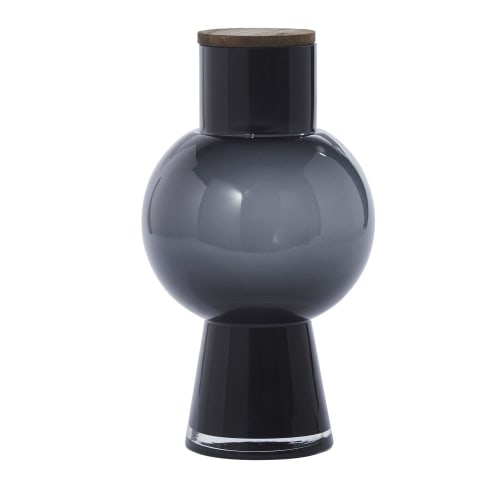 Grey-tinted glass decorative bottle H31cm