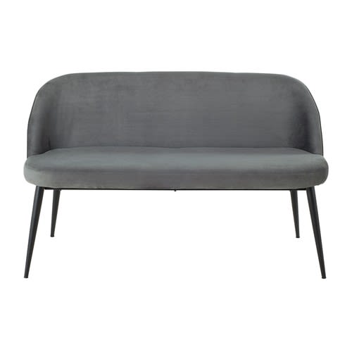 Grey Vintage 3 Seater Velvet Sofa Bench