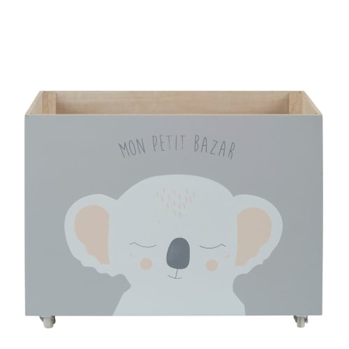 Kids Children's storage boxes and baskets | Grey Wheeled Toy Chest with Koala Print - MK34390