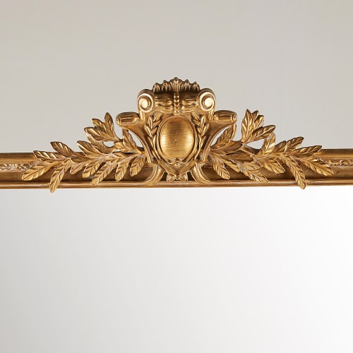 Spiegel mit Zierleisten, Harz und goldfarbenes Paulownienholz 98x108cm  OMERA