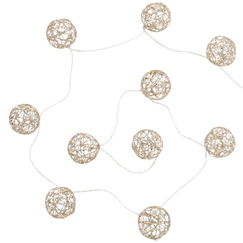 Guirlande lumineuse boules en coton blanc et rose 20LEDS L360