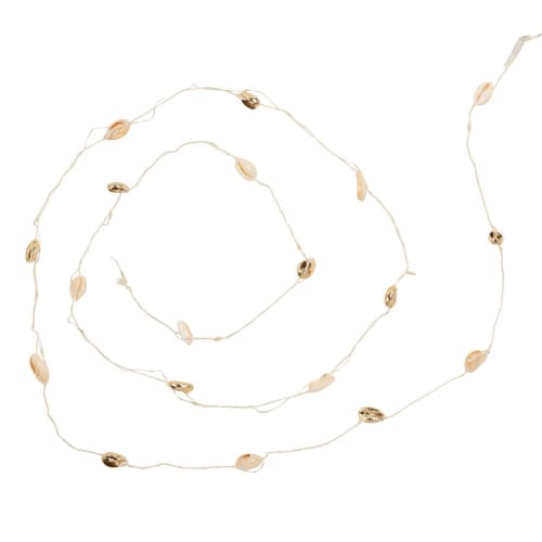 Guirlande Lumineuse En Corde 20 Led Coquillages Blancs Et Dores L200 Cauris Maisons Du Monde