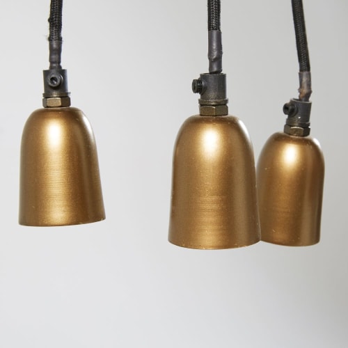 Business Lampen und dekorationsgegenstände | Hängelampe aus Mangoholz und messingfarbenem Metall - BN29878