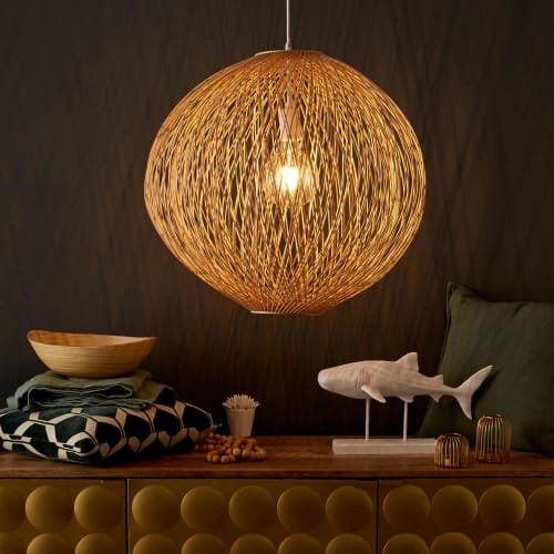Business Lampen und dekorationsgegenstände | Hängelampe aus Rattangeflecht D63 - WU25887