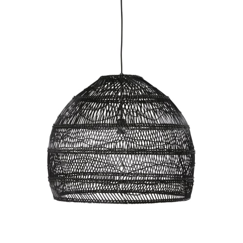 Business Lampen und dekorationsgegenstände | Hängelampe aus schwarzem Rattangeflecht D60 - PD27575