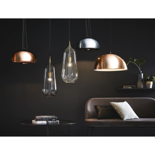 Business Lampen und dekorationsgegenstände | Hängelampe aus silberfarbenem Glas - QM01373