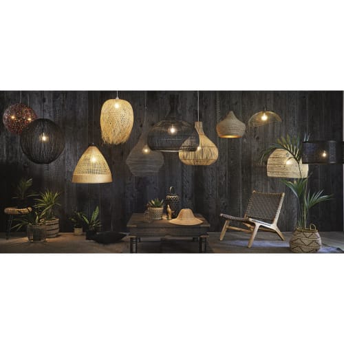 Business Lampen und dekorationsgegenstände | Hängelampe mit Aufhängung aus Pflanzenfaser - KL15684