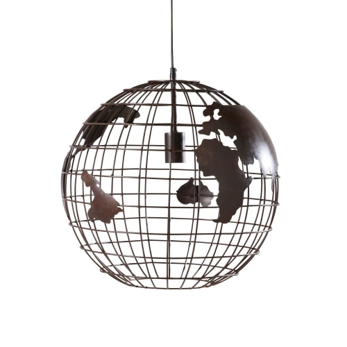 Business Lampen und dekorationsgegenstände | Hängelampe Weltkarte aus schwarzem Metall - EB74684