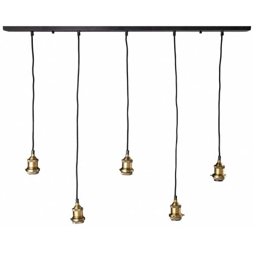 Business Lampen und dekorationsgegenstände | Hängeleuchte mit 5 Fassungen aus schwarzem und messingfarben Metall - WV63319