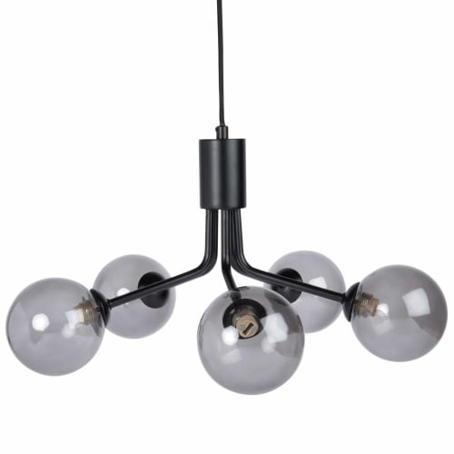 Hängeleuchte mit 6 Kugelschirmen aus Rauchglas und Metall, schwarz | Maisons du Monde Hängeleuchte mit 6 Kugelschirmen aus Rauchglas und Metall, schwarz | Maisons du Monde