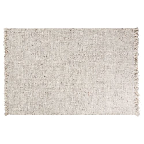 Handgewebter Teppich aus Wolle, ecrufarben und grau, 140x200cm, OEKO-TEX® zertifiziert