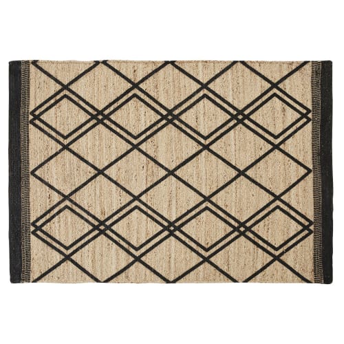 Handwoven Black and Beige Jute Rug 160x230 BERJU | Maisons du Monde