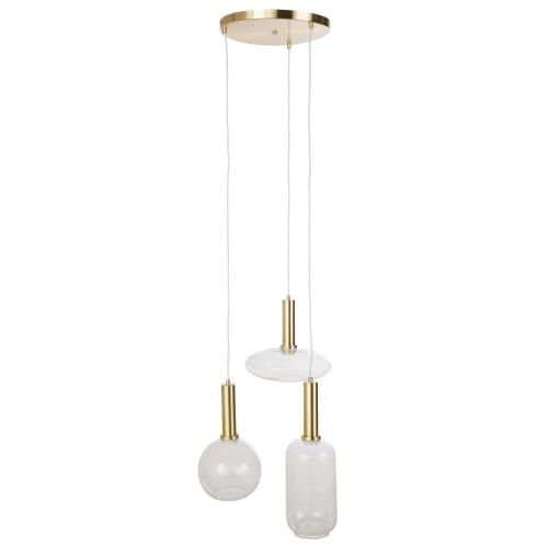behalve voor Plaatsen Ansichtkaart Hanglamp met 3 glazen lampenkappen en verguld metaal SAINTE-MAXIME |  Maisons du Monde