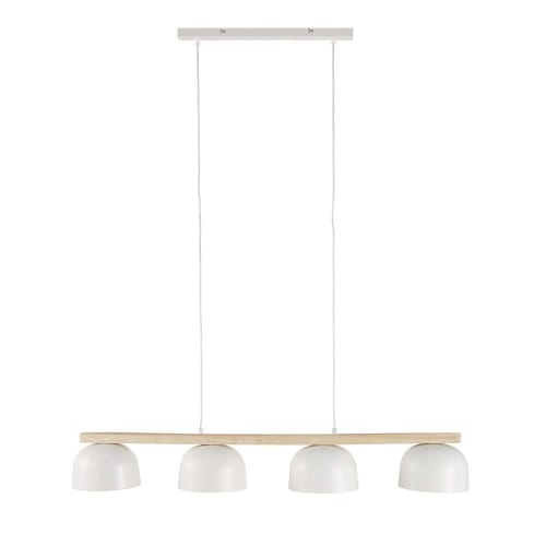 arm Bel terug thema Hanglamp met 4 lampenkappen van wit metaal en essenhout. ILIO | Maisons du  Monde