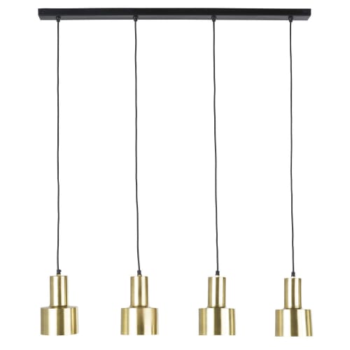 vaas Gebruikelijk Afleiden Hanglamp met 4 vergulde messingkleurige lampenkappen en zwart metalen voet  van 94 x 127 | Maisons du Monde