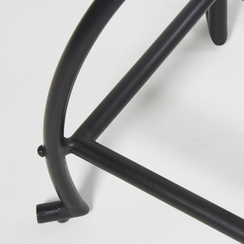 Möbel Hocker und Sitzhocker | Hocker im Industriestil verstellbar aus schwarzem Metall und Recycling-Kiefernholz - XU50061