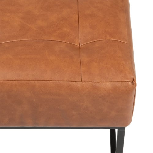 Möbel Hocker und Sitzhocker | Hocker mit abgestepptem braunem Bezug und schwarzem PVC und Metallfuß - FB22096