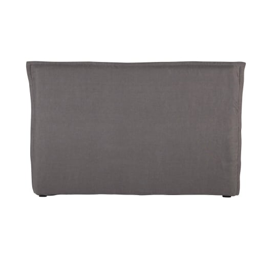 Hoes voor hoofdeinde bed 180 cm breed, gewassen linnen, grijs