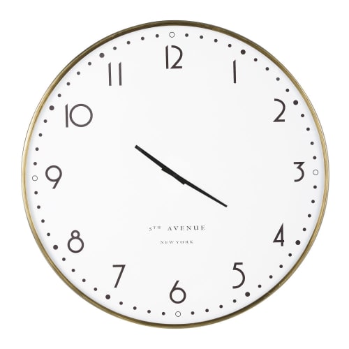 Horloge blanche imprimée et métal doré D77 | Maisons du Monde