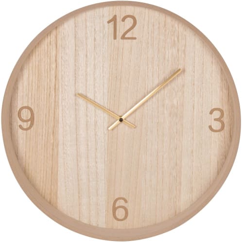 Horloge en bois beige et métal doré D45 | Maisons du Monde