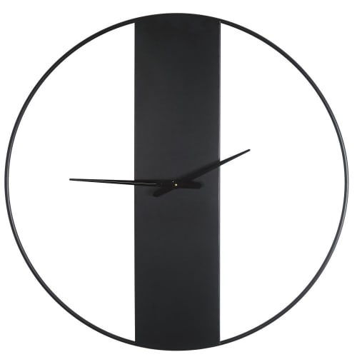 Déco Horloges murales et horloges à poser | Horloge en métal noir D100 - WO07299